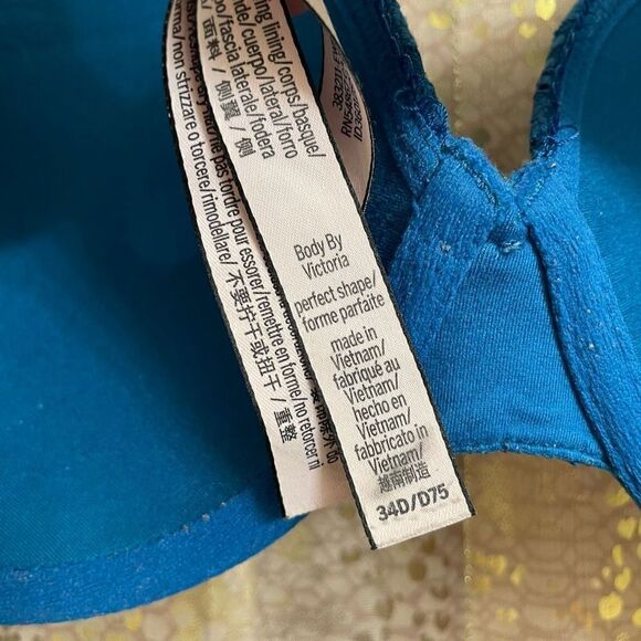 Victorias Secret Body By Victoria Perfect Shape Blue Lace Bra, 34D - Picture 6 of 6